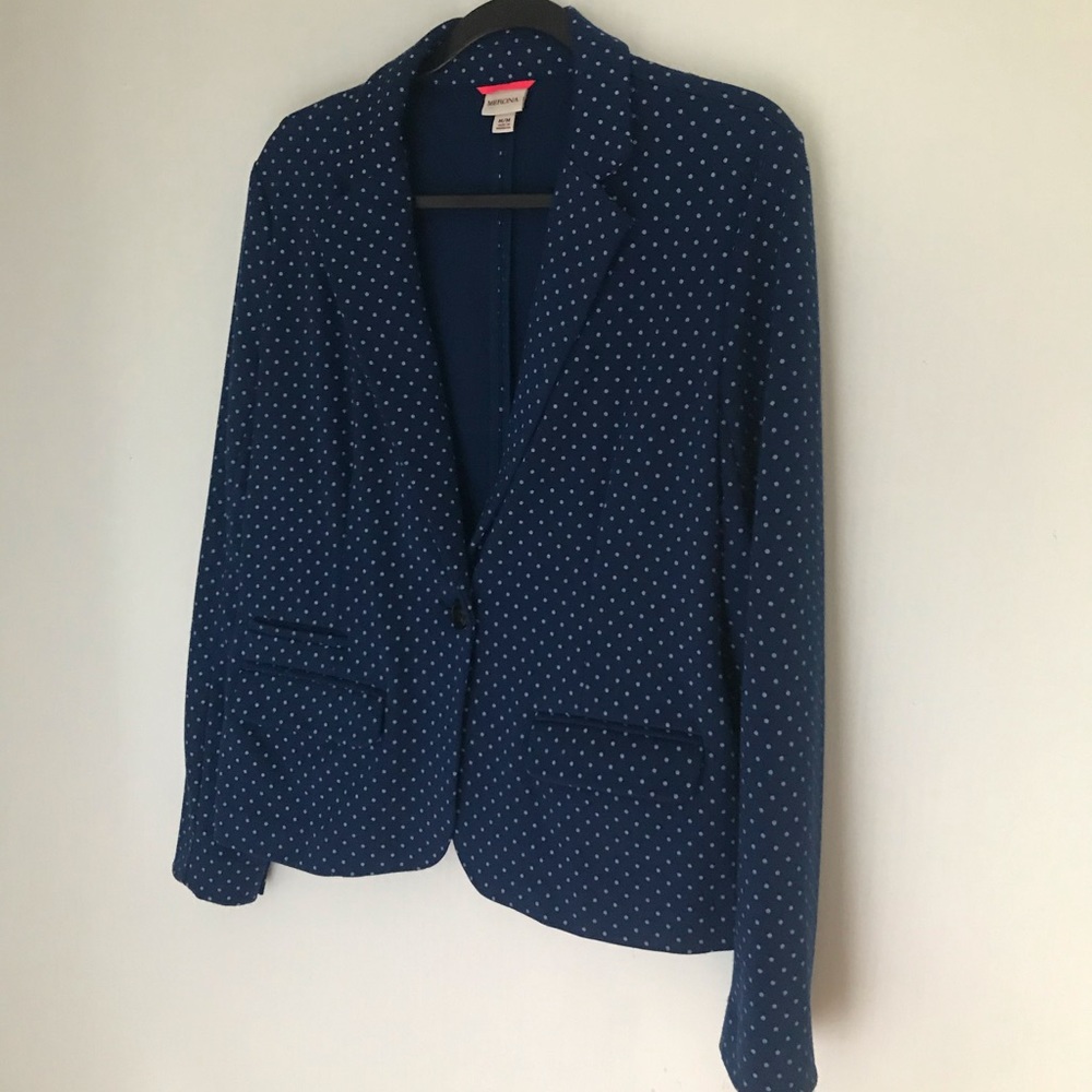 Merona Navy Blue Polka Dot Blazer Medium
